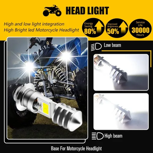 Miniatura 2 de Bombilla LED H6M AC/DC 12-48V P15D Hi-Lo Beam blanco 6000K LED bombilla de motocicleta para Ya maha ATV YF Z YF M Raptor Grizzly Ko diak Moto