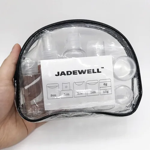 Miniatura 2 de Juego de 4 botellas de viaje con bolsa con cremallera para artículos de tocador, champú, acondicionador, loción, gel de baño, líquido a prueba