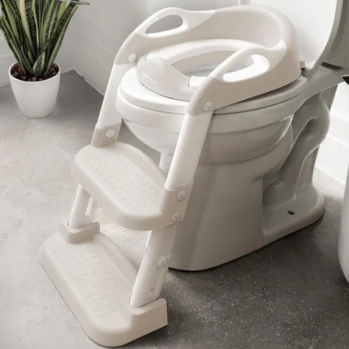 Miniatura 10 de Jool Baby Asiento de Entrenamiento para Ir al Baño con Escalera de 2 Escalones para Niños Pequeños - Protector contra Salpicaduras, Altura Ajustable