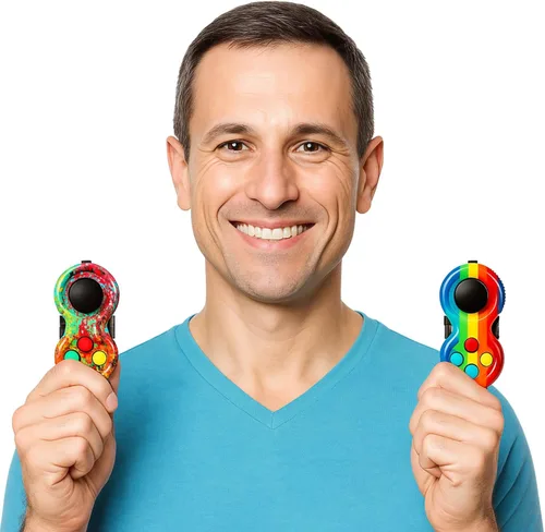 Miniatura 6 de Skylety 2 piezas de juguetes para la ansiedad para adultos, controlador, almohadilla para aliviar el estrés, cubo clicker, controlador de juego
