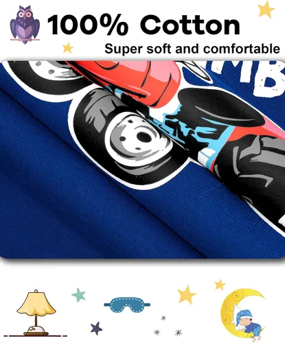 Miniatura 5 de KOBERO Boys Pajamas 4 Pieces Long Set 100% Cotton Sleepwear Size 18 Months-12 Years