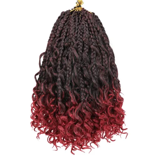 Miniatura 36 de Unionbeauty - 8 paquetes de trenzas bohemias de diosa en caja, de ganchillo de pelo para mujer negra, 8 pulgadas de trenzas de caja bob bohemias
