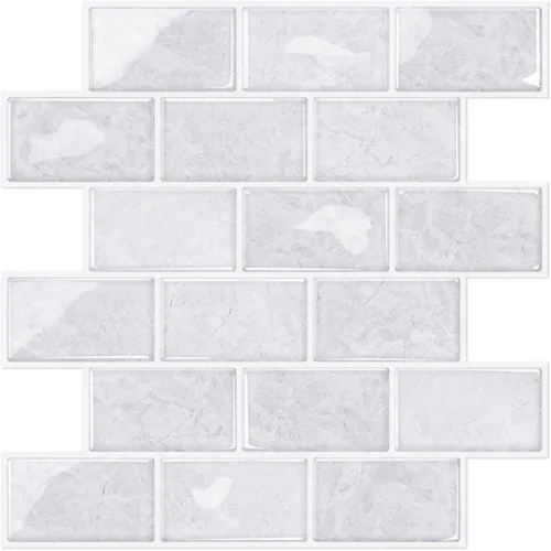 Miniatura 17 de STICKGOO - Azulejos de metro blancos para despegar y pegar, azulejos adhesivos para cocina (paquete de 1, diseño más grueso)