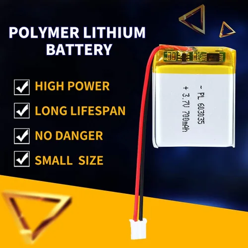 Miniatura 5 de 3.7V 700mAh 603035 Batería Lipo Recargable de Polímero de Iones de Litio con Conector PH2.0mm JST