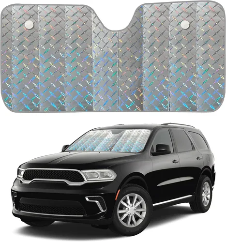 EcoNour Parasol holográfico grande para parabrisas de automóvil, protector solar reflectante UV y de calor para automóviles, diseño de acordeón