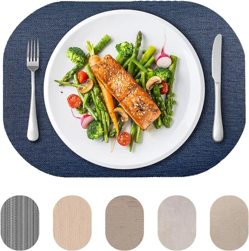 Miniatura 19 de Andie Home - Manteles individuales ovalados para mesa de cocina y comedor, juego de 6 piezas, resistentes al calor y lavables a la superficie, gris