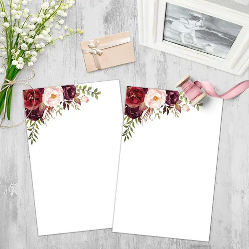 Miniatura 3 de 321Done Tarjetas florales rojas en blanco, juego de 50 tarjetas de notas de 4 x 6 pulgadas con diseño floral, tarjetas florales lisas, cartulina