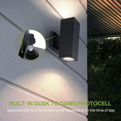 Miniatura 5 de ASD 2 lámparas de iluminación exterior del atardecer al amanecer, 120 W, cilindro E26 hacia arriba y hacia abajo, luz de pared moderna