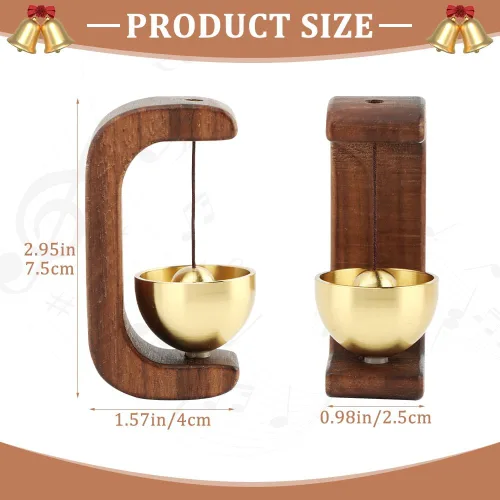 Miniatura 2 de Campana magnética para puerta, timbre de madera con sonido fuerte para apertura de puerta de negocios, campanilla de latón, timbre de puerta