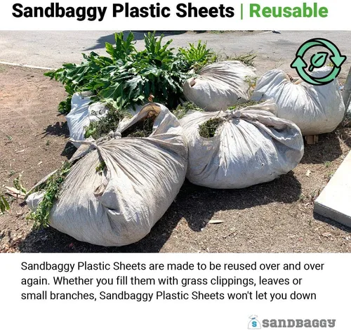Miniatura 2 de Sandbaggy Hojas de polietileno de plástico de 80 pulgadas x 80 pulgadas para paisajistas y jardineros (1)