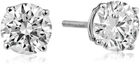 Aprobado por IGI arete con pasador de diamante redondeado oro de 18K 14 - 4 cttw Color H-I claridad I1 oro blanco ERBWG150OCD