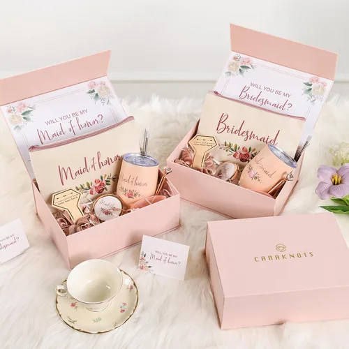 Miniatura 6 de CARAKNOTS Caja de regalo de propuesta de dama de honor, juego de regalo de dama de honor, caja rosa para damas de honor para boda, novia, despedida