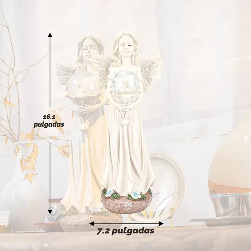 Miniatura 3 de Estatua de ángel para jardín, estatuas solares de jardín de 16.3 pulgadas con luces solares, figuras de ángel, regalos de jardinería para madre