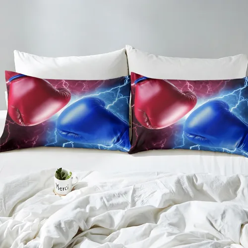 Miniatura 5 de Juego de funda de edredón de boxeo, tamaño matrimonial para adultos y adolescentes, juego de cama con patrón de juego competitivo, funda de edredón