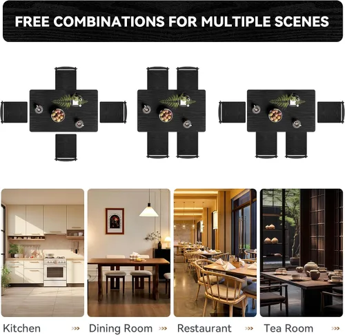 Miniatura 7 de Juego de mesa de comedor para 4, mesa de cocina y sillas de 5 piezas, juego de mesa de comedor rectangular con 4 sillas, juego de mesa de cocina que
