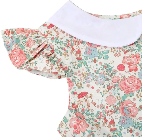 Miniatura 4 de Vestido casual de algodón con estampado floral vintage para niñas 2T-12, para primavera, verano, otoño, ropa de Pascua