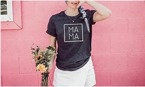 Miniatura 5 de Camiseta de manga corta con estampado de letras de mamá para mujer, camisetas gráficas casuales para el día de la madre, regalo