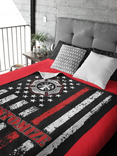 Miniatura 3 de Manta de bombero personalizada acogedora Manta personalizada para cama infantil Decoración de dormitorio de bombero Manta de forro polar suave