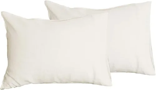 Miniatura 2 de S VICTORY SYMBOL Fundas de almohada 100% lino orgánico, 1 par de 20 x 30 pulgadas, lino natural francés suave, básico lavado, color blanco crema