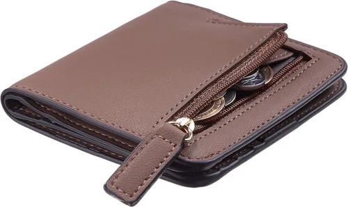 Miniatura 2 de Gostwo - Cartera compacta de piel genuina de lujo para mujer con bloqueo de RFID y ventana de identificación