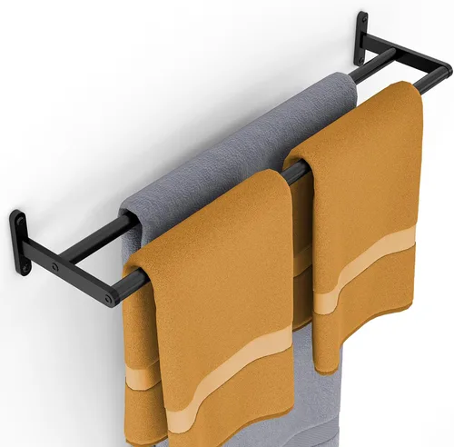 Miniatura 12 de KLJKPA Toallero de baño de 16 pulgadas, toallero para baño montado en la pared, moderno y resistente soporte para toallas de mano de acero Negro