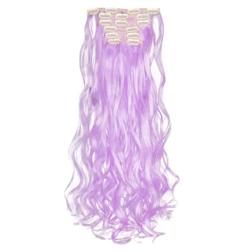 Miniatura 10 de Extensiones de cabello ondulado, doble trama, 7 piezas con 16 clips, largo de 24 pulgadas