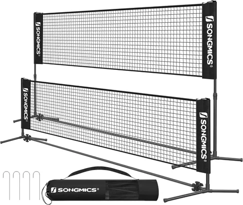 SONGMICS - Red de bádminton ajustable en altura, red de voleibol, red de pickleball para tenis junior, niños, cancha interior y exterior, red