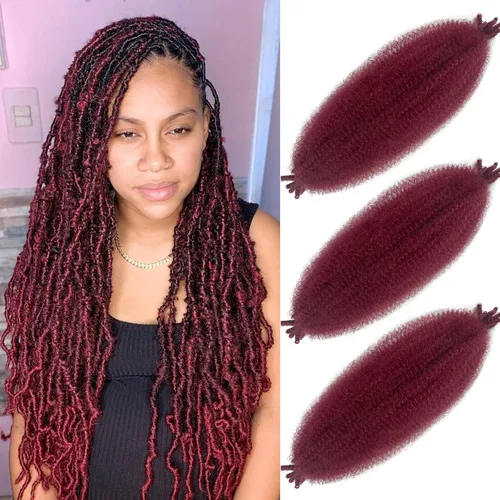 Miniatura 8 de Cabello Afro Twist Elástico de 16 pulgadas, cabello Cuban Twist 30# Marley Twist trenzado, Afro Twist suave, extensiones de cabello sintético rizado