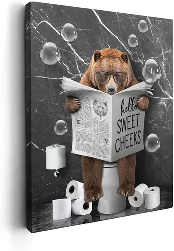 Miniatura 21 de Kasluolo Divertido arte de pared de perro Beagle para decoración de baño, lindo beagle sentado en la bañera, lienzo impreso pintura de animales