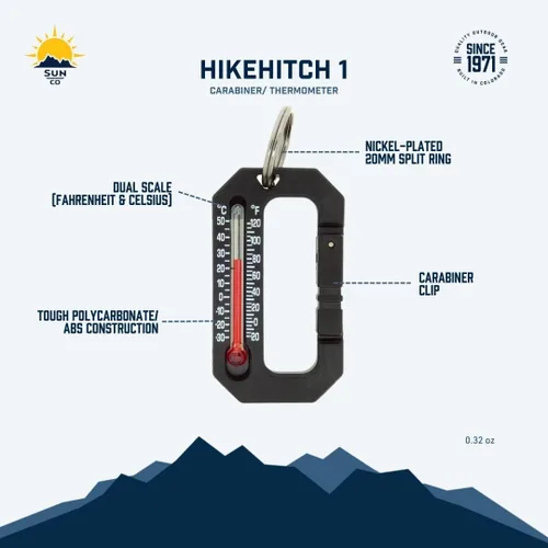 Miniatura 5 de Sun Company HikeHitch 1 - Mosquetón termómetro Accesorio de camping, senderismo y mochilero