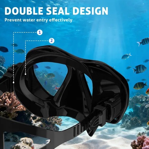 Miniatura 5 de Scuba Mask Adults, Diving mask, Snorkel Swimming Goggles with Nose Cover for Youth, Free Diving Mask, Panoramic HD Tempered Glass Snorkeling Gear