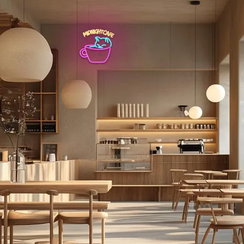 Miniatura 6 de Letrero de neón de café para decoración de pared, luz de neón de gato, luz de neón de medianoche, luces LED de neón coloridas para cafetería
