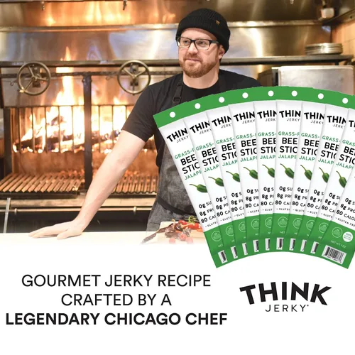Miniatura 4 de Think Jerky Palitos de Carne de Res con Jalapeño, Sin Gluten y Sin Azúcar, Sin Nitratos, Apto para Keto y Paleo, Snack de Carne Alto en Proteínas