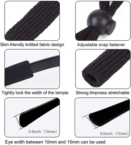 Miniatura 5 de SHINKODA Adjustable Glasses Strap for Adults and Kids 2-Pack Eyewear Retainer Cord for Reading, Safety, Sports & Sunglasses Negro