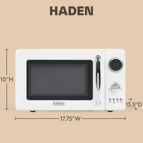 Miniatura 4 de Haden Horno microondas de 700 vatios y 0.7 pies cúbicos con controles digitales, descongelación e inicio instantáneo para encimera, pequeño negro