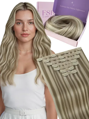 Miniatura 65 de Fshine Extensiones de cabello con broches, 22 pulgadas, 7 unidades, color marrón oscuro, doble trama, extensiones de cabello humano real con clip