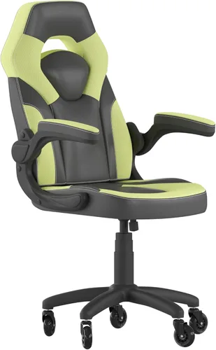 Miniatura 17 de Flash Furniture X10 - Silla de juegos de carreras, oficina, computadora, silla ajustable con brazos abatibles y ruedas de rodillo transparentes, Azul