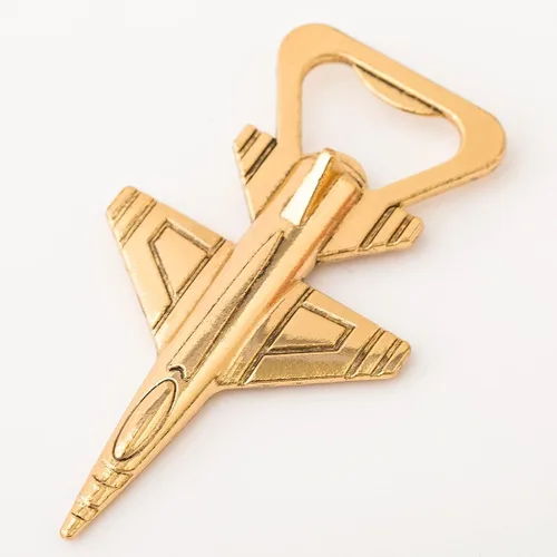 Miniatura 4 de Paquete de 50 abridores de botellas de avión para piloto/veteranos, viajes de aventura, baby shower, boda, fiesta de cumpleaños, regalos, Dorado