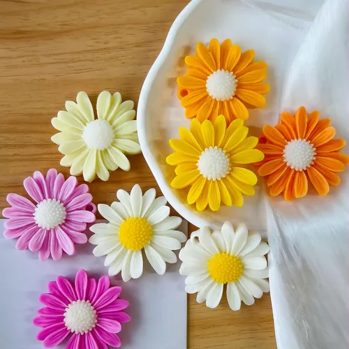 Miniatura 3 de Paquete de 2 moldes de flores de margarita, moldes de silicona de fundición de resina para decoración del hogar y fabricación de velas, molde