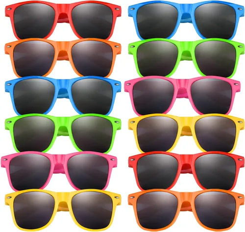 ELECLAND Gafas de sol para niños, regalos de fiesta de color neón a granel para fiesta de verano, fiesta en la piscina, cumpleaños, bolsas de