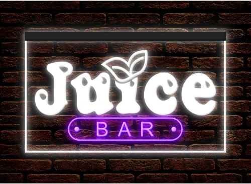 Miniatura 21 de 110034 OPEN Juice Bar Cafe Apple Orange Fruit Shop Display LED Letrero de neón con luz LED (12 x 8 pulgadas, morado)