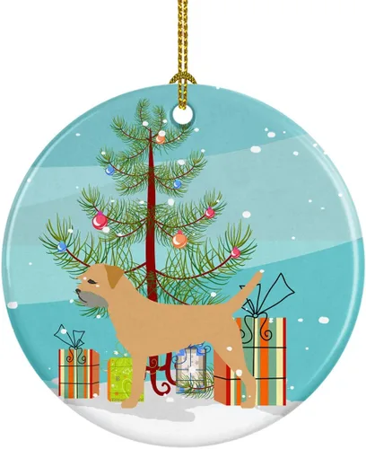 Miniatura 74 de Caroline's Treasures Bulldog inglés «Merry Christmas» adorno de cerámica para árbol de Navidad, decoración colgante para el hogar, Navidad, fiestas