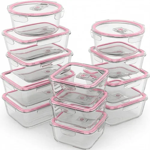 Miniatura 11 de Razab 24 recipientes herméticos de vidrio para almacenamiento de alimentos, recipientes de vidrio para preparación de comidas, aptos para congelador