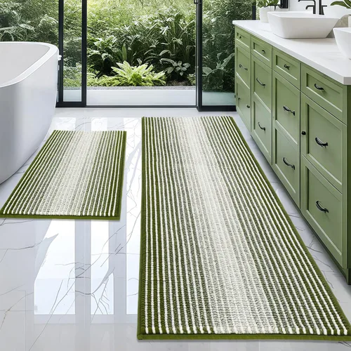 Miniatura 45 de Juegos de Alfombras y Tapetes para Baño, Juego de Alfombra de Baño de Felpilla Gruesa Absorbente de 2 Piezas Antideslizante, Tapetes Suaves