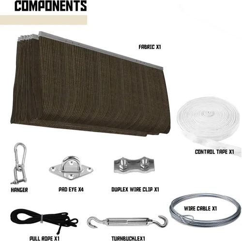 Miniatura 7 de TANG Cubierta de Sombra para Pérgola de 7' x 12', Toldo Retráctil, Toldos de Sombra Solar para Pérgolas de Patio Exterior, Kit para Terraza Patio