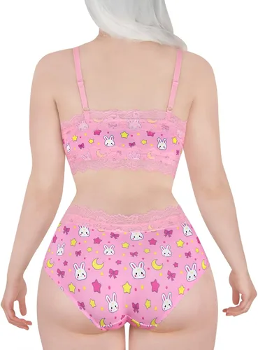 Miniatura 3 de Littleforbig Conjunto de ropa de dormir de encaje para mujer, ropa de dormir con tirantes y pantalones cortos, lencería bralette conjunto de ropa