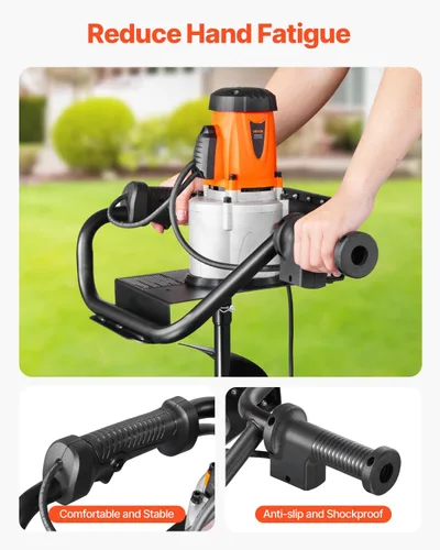 Miniatura 5 de VEVOR Excavadora eléctrica de agujeros para postes, broca de taladro de 5.71 pulgadas con potente motor de 1500 W, broca de taladro de tierra