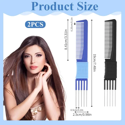 Miniatura 3 de 2 peines con púa para el cabello, peine para peinado, peinetas de elevación para mujeres y hombres, cabello rizado con puntas en las puntas, peines