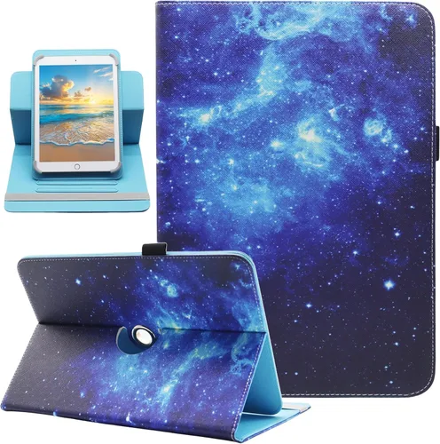 Miniatura 17 de Funda universal para tablet Android de 10 y 10.1 pulgadas, Dluggs de piel sintética con rotación de 360 grados, soporte multiángulo