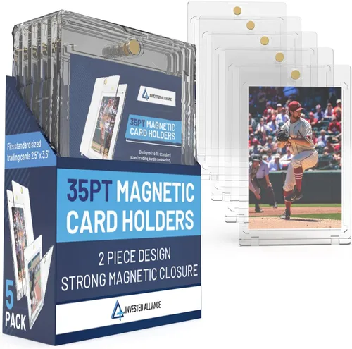 Portatarjetas magnético de 35PT - 360PT Premium | Portatarjetas magnético para cartas coleccionables, deportes profesionales, fútbol, baloncesto,